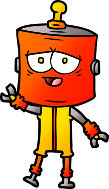 Bir insan tarafından çizilmiş çizgi film robotu