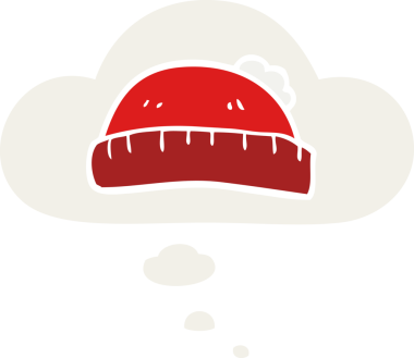 Düşünce baloncuğu olan bir çizgi film şapkası insan tarafından çizilmiş.