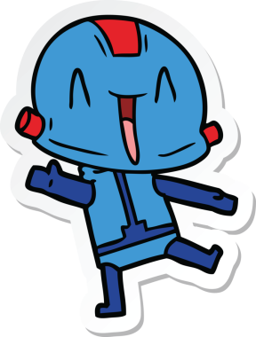 Bir insan tarafından çizilmiş robot karikatür çıkartması.