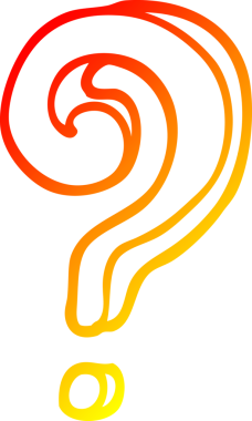 Bir insan tarafından çizilmiş bir çizgi film soru işaretinin sıcak gradyan çizgisi