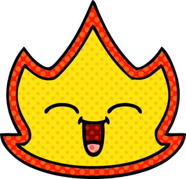 Bir insan tarafından çizilmiş çizgi roman tarzı bir ateş.