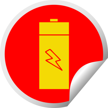 Bir insan tarafından çizilmiş elektrik aküsünün dairesel kabuk soyucu karikatürü.