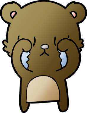 Bir insan tarafından çizilmiş ağlayan çizgi film ayısı.