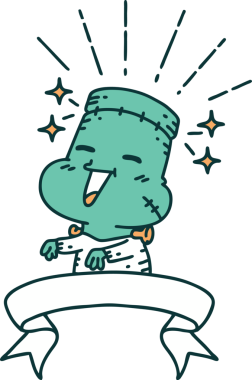 Dövme stili parşömen bir insan tarafından çizilmiş mutlu cadılar bayramı zombi canavarı