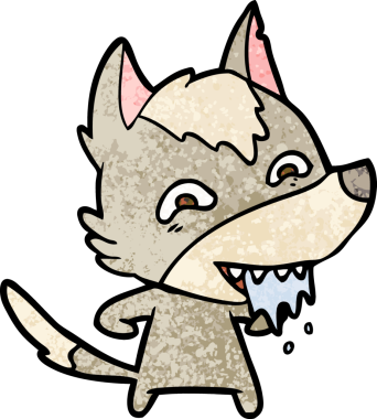 Bir insan tarafından çizilmiş aç kurt çizgi filmi.