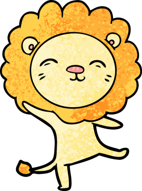 Bir insan tarafından çizilmiş çizgi film aslanı.