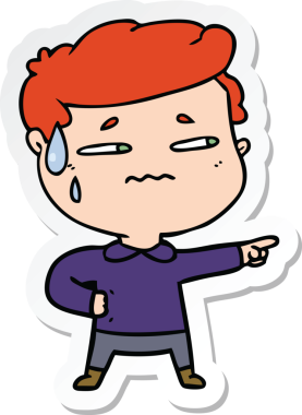 Bir insan tarafından çizilmiş endişeli bir adamın karikatür çıkartması.