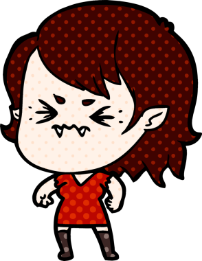 Bir insan tarafından çizilmiş kızgın vampir kız.