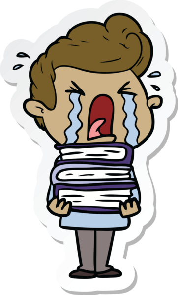 Bir insan tarafından çizilmiş ağlayan bir karikatür çıkartması.