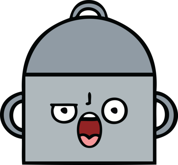 Bir insan tarafından çizilmiş güzel bir yemek tenceresi karikatürü.