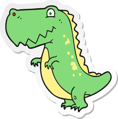 Bir insan tarafından çizilmiş bir dinozorun çıkartması.