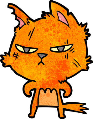 Bir insan tarafından çizilmiş sert çizgi film kedisi.