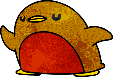 El yazısıyla çizilmiş şirin kawaii kırmızı robin bir insan tarafından çizilmiş.