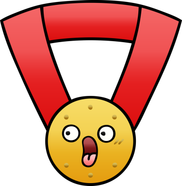 Bir insan tarafından çizilmiş altın madalyanın gölgelenmiş karikatürü.