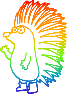 gökkuşağı gradyan çizgi çizimi Bir insan tarafından çizilmiş dikenli kirpi