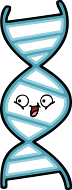 Bir insan tarafından çizilmiş DNA iplikçikli şirin bir çizgi film.