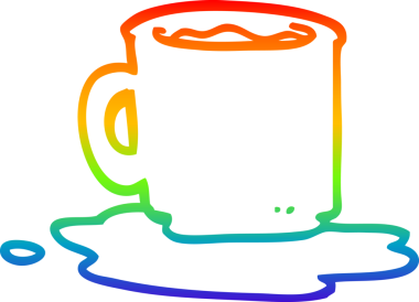 gökkuşağı gradyan çizimi bir insan tarafından çizilmiş çay fincanı