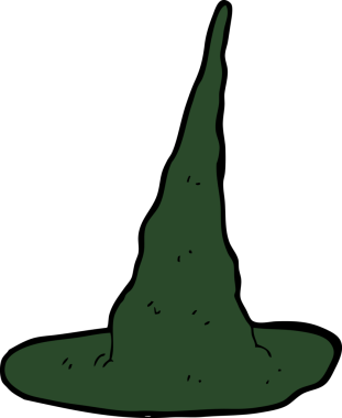 Bir insan tarafından çizilmiş ürkütücü cadı şapkası.