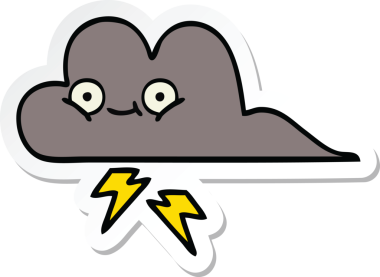 Bir insan tarafından çizilmiş şirin bir fırtına bulutunun çıkartması.