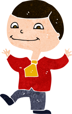 Bir insan tarafından çizilmiş mutlu çocuk çizgi filmi.