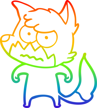 Gökkuşağı gradyan çizgi çizimi bir insan tarafından çizilmiş bir tilki