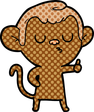 Bir insan tarafından çizilmiş sakin maymun çizgi filmi.