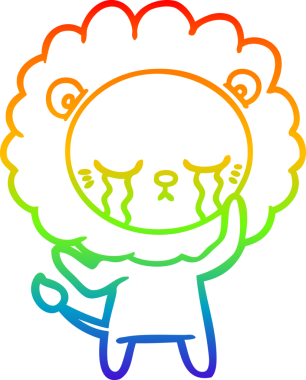 Gökkuşağı gradyan çizgisi bir insan tarafından çizilmiş ağlayan bir aslanın çizimi