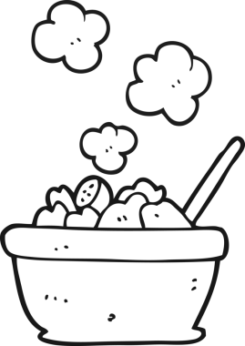 Bir insan tarafından çizilmiş siyah beyaz karikatür salatası.