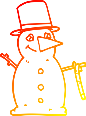 Bir insan tarafından çizilmiş bir kardan adamın sıcak çizgi çizimi