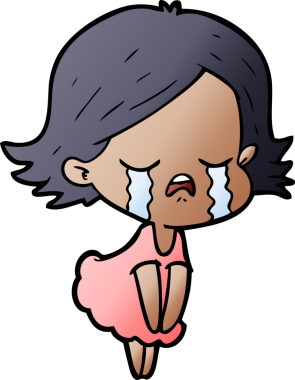 Bir insan tarafından çizilmiş ağlayan çizgi film kızı.