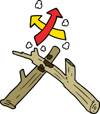 Bir insan tarafından çizilmiş iki çubukla nasıl ateş yakılır?