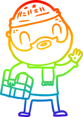 Gökkuşağı gradyan çizgi çizimi bir insan tarafından çizilmiş sakallı bir adamın