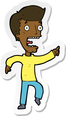 Bir insan tarafından çizilmiş bir karikatürün çıkartması.