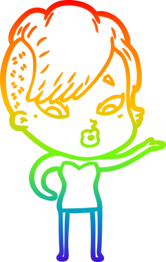 gökkuşağı gradyanı çizimi bir çizgi film kızı şaşırttı bir insan tarafından çizildi