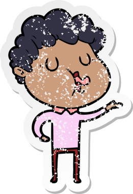 Bir insan tarafından çizilmiş bir çizgi film karakterinin sıkıntılı çıkartması.