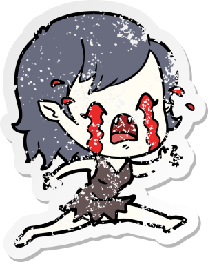 Bir insan tarafından çizilmiş ağlayan vampir bir karikatür çıkartması.