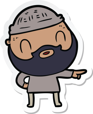 Bir insan tarafından çizilmiş sakallı bir adamın çıkartması.