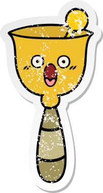 Bir insan tarafından çizilmiş şirin bir okul çanının sıkıntılı çıkartması.