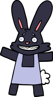 Bir insan tarafından çizilmiş gülümseyen tavşan karalaması.