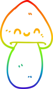 gökkuşağı gradyan çizgi çizimi bir insan tarafından çizilmiş mantar karikatürü