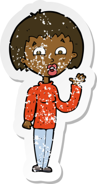 Bir insan tarafından çizilmiş bir karikatür kadının gerilmiş çıkartması.