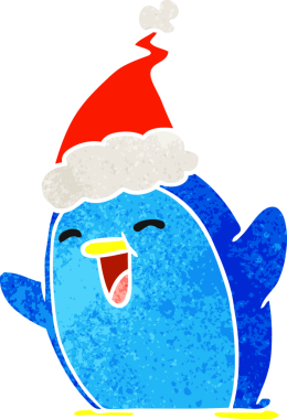 Bir insan tarafından çizilmiş Kawaii pengueninin eski bir karikatürü.