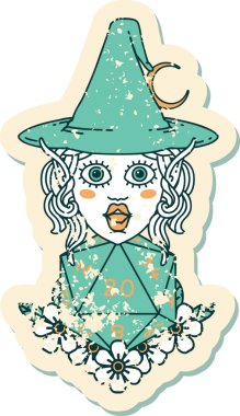 Retro Dövme Biçimli elf karakteri Bir insan tarafından çizilmiş doğal yirmi zar atışıyla