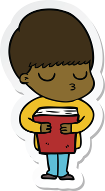 Bir insan tarafından çizilmiş sakin bir çocuğun çıkartması.