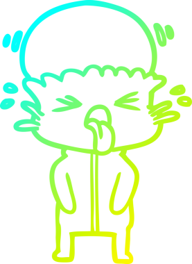 Bir insan tarafından çizilmiş garip bir çizgi film uzaylısının soğuk gradyan çizimi