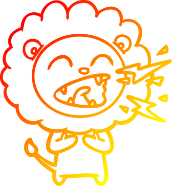 Bir insan tarafından çizilen kükreyen bir aslanın sıcak çizgi çizimi