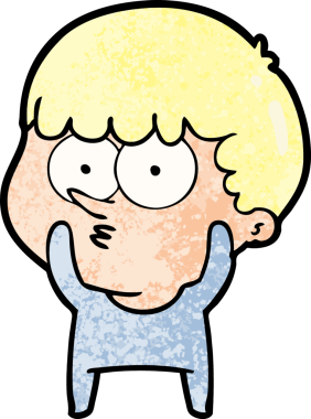 Bir insan tarafından çizilmiş meraklı bir çocuk.