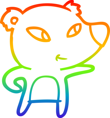 Gökkuşağı gradyanı çizimi. Bir insan tarafından çizilmiş şirin bir ayı çizgi filmi.