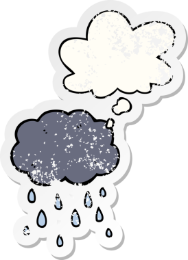 Düşünce baloncuklarıyla yağmur gibi yağmur yağıyor. Bir insan tarafından çizilmiş yıpranmış bir çıkartma gibi.