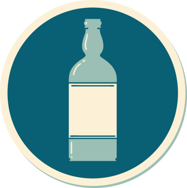 Bir insan tarafından çizilmiş geleneksel bir şişe dövmesi.